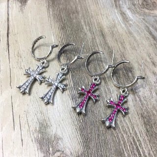 【日本未発売】クロムハーツ ピアス 本物 タイニー CHクロス フープ イアリング Kux18727