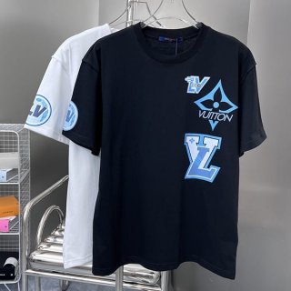 一目惚れルイヴィトン 本物 コットンショートスリーブ クルーネック Tシャツ 2色 vud04292