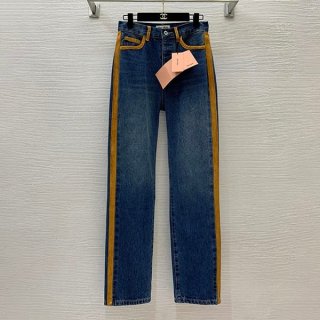 可愛いミュウミュウ 本物 シャンブレーデニム ジーンズ myo80549
