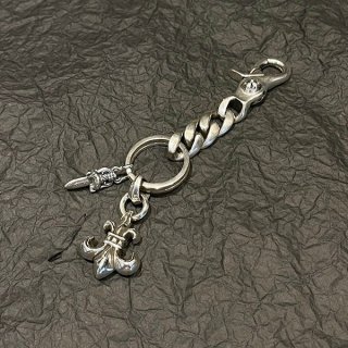 クロムハーツ BSフレア キーリング 本物◆CHダガー◆925シルバー Kur06234