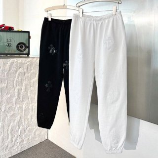 累積売上総額第１位！クロムハーツ 本物 セメタリークロス コットン スウェットパンツ 2色 Kum27877