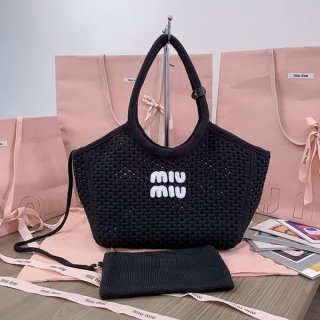 稀少ミュウミュウ Crochet handbag クロッシェハンドバッグ 本物 mym09561