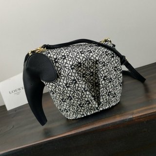 ロエベ アナグラム エレファントバッグ 本物 ミニ ジャカード