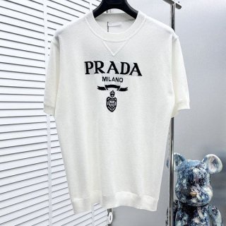 おすすめ プラダ シンプルクルーネック 本物 Tシャツ puc87821