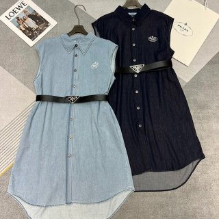 ★日本!!人気！プラダ ロゴ コットンデニムシャツ 本物 2色 puz00303