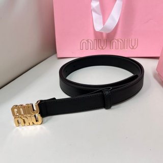 追跡付き 安いミュウミュウ ブランドロゴ バックル レザーベルト 本物 5CC5592AIXF0009