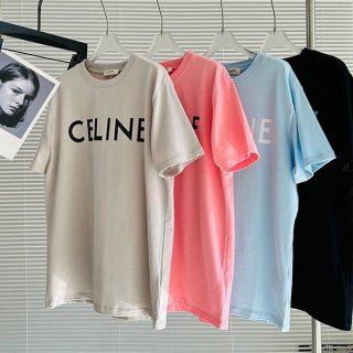 セリーヌ コットン Tシャツ 本物 ロゴ 4色 Cen43902