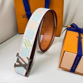 売上総額１位！ルイヴィトン 本物 リバーシブル パステルダミエ 40mm レザーベルト M8645U