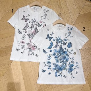 送料込ディオール 蝶×花柄 Tシャツ 本物 トワル ドゥ ジュイ メキシコ コットン 2色 dek64390