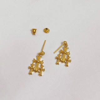 一目惚れクロムハーツ 22K 3CHクロス ドロップ イヤリング ピアス 本物 Kuc23378