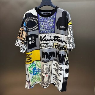 セール新作ルイヴィトン 本物 プリントコットンTシャ ツ半袖 1AFB87