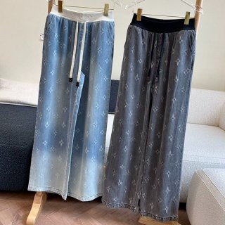 ルイヴィトン 本物 クラッシュカラープリントロゴジーンズ ライトブルー vui90895