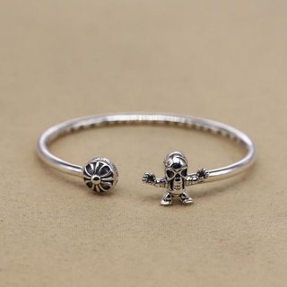 《大人気》クロムハーツ スケルトンクロスブレスレット 本物 925 シルバー 手作り Kus86314