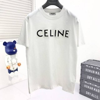 大人気!!新色セリーヌ ルーズ Tシャツ 本物 コットン ホワイト Ced29756
