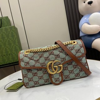 グッチ GGスーパーミニショルダーバッグ 本物 Pale Blue Brown 783141