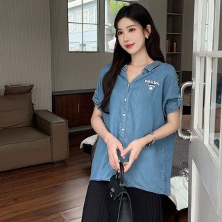 入手困難品！プラダ ロゴ デニム シャツ 本物 pul54885