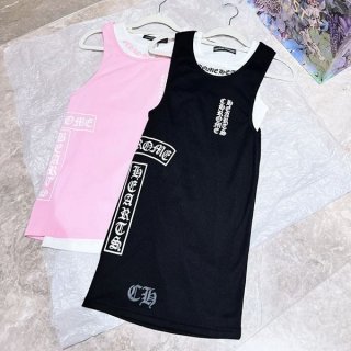争奪戦【クロムハーツ】リブクロス スクロール 本物Tank Top キャミソール Kug99882
