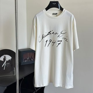 【大特価】ディオール 本物 手書き風 1947 ロゴtシャツ deh92228