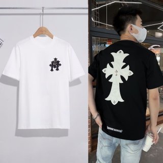 定番★入手困難レア!クロムハーツ 本物 トリプルクロスロゴ Tシャツ 2色 Kuo25360