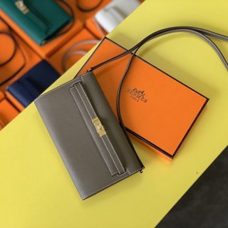 完売必至エルメス エプソン ケリートゥーゴー 長財布 本物 スレートグレイ erq86436