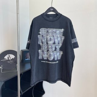 バレンシアガ 本物 SNBN Tシャツ ラージフィット ロゴ ヴィンテージ 764235T バレンシアガ 本物 SNBN Tシャツ ラージフィット ロゴ ヴィンテージ 764235T