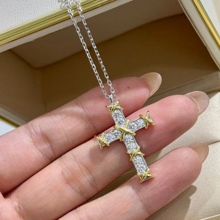 超話題!ティファニー 本物 ゴールド クロス ペンダント Tid56005