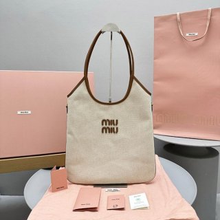 【★日本未入荷★】ミュウミュウ本物 IVY ロゴ キャンバス バッグ 5BG231