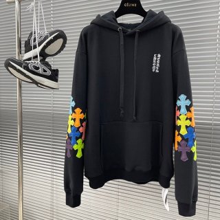 クロムハーツ 本物 カラフルクロス スクロール パーカー プルオーバー Kue73474