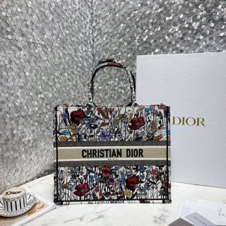 入手困難 ディオール ブックトート 本物 Mille Fleurs刺繍 dem61930