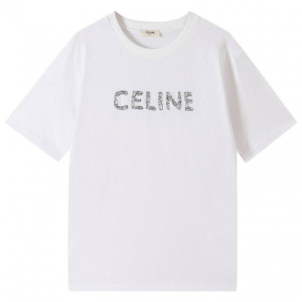 日本未入荷セリーヌ ルーズ Tシャツ 本物 コットン ホワイト Cef32445