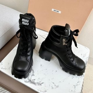 送料込ミュウミュウ 本物 ザー アンクルブーツ myw73722