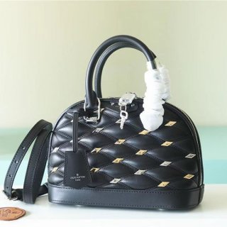 すぐ届 ルイヴィトン ナノアルマ ハンドバッグ 本物 マルタージュ 美しいスタッズ M83019
