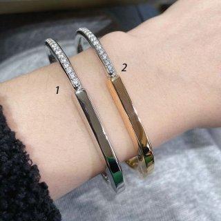 ギフトに最適ティファニー Lock ダイヤ付き ハングル ブレスレット 本物 2色 Tid75795