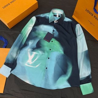 【24SS】ルイヴィトン プリントシルク混シャツ 本物 1AFAUX
