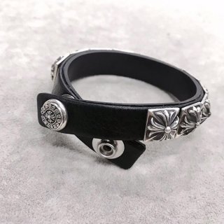 クロムハーツ ゼロピラミッド ブレスレット 本物 レザー Kuo31214
