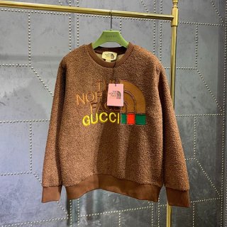 大人気！グッチ x ノースフェイス 本物 ★ロゴフェイクファースエット プルオーバー Nod66918
