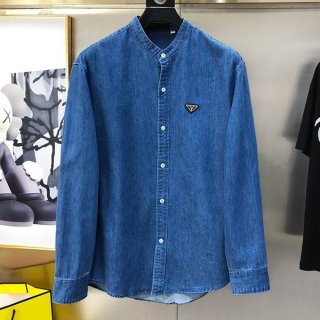 争奪戦プラダ 本物 Padded denim shirt キルティングデニムシャツ puc52105