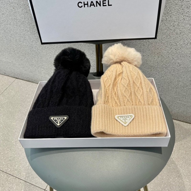 21-22AW【プラダ 本物】シンプル ウール ニット キャップ puo02494