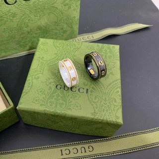 グッチ 本物 インターロッキングG ジルコニア 18K リング 2色 gue63559