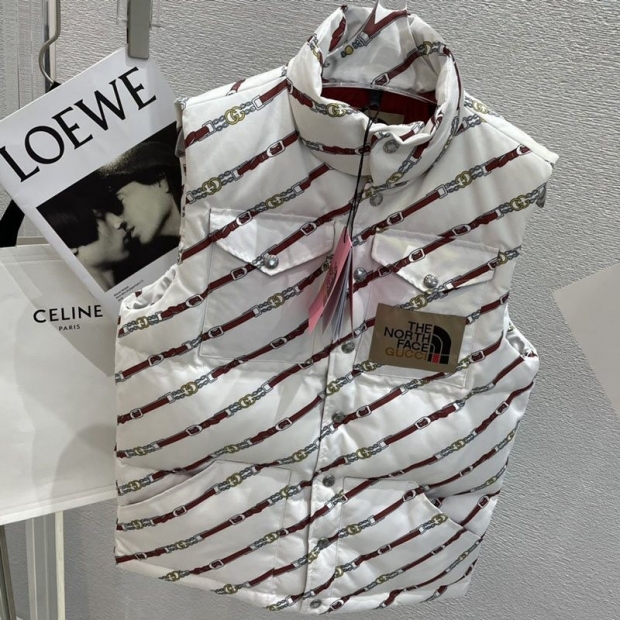 日本未入荷 グッチ×ノースフェイス モノグラム ダウン ベスト本物 Nob43141