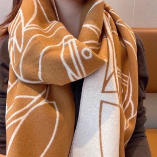 24秋冬プレ☆エルメス カシミアマフラー 本物アントルラック エケストル ere17094