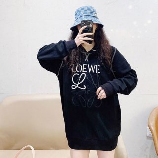 ロエベ アナグラム パーカー 本物 ブラック lov32088