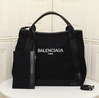 稀少バレンシアガ ネイビーカバス 本物 M 2WAYトート ブラック×ブラック baj99183