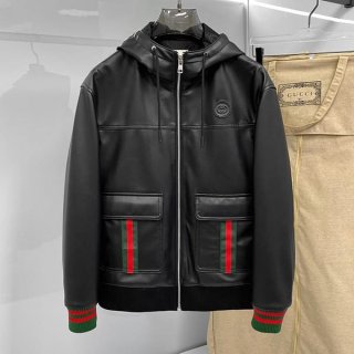 秋冬大セールグッチ 本物 ラムスキン ロゴデザイン レザージャケット gug13161