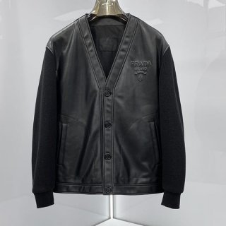 すぐ届プラダ 本物 Re-Nylon レザー ジャケット pul18249