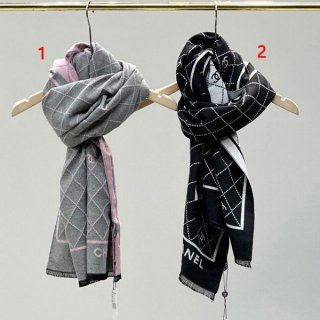 24秋冬プレ☆シャネル カシミヤ ストール 本物 ブラック&ピンク shz06520