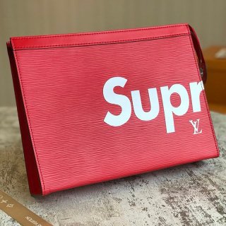 関税なし ルイヴィトン × シュプリーム 本物 Pochette Jour GM クラッチバッグ 赤 M66888