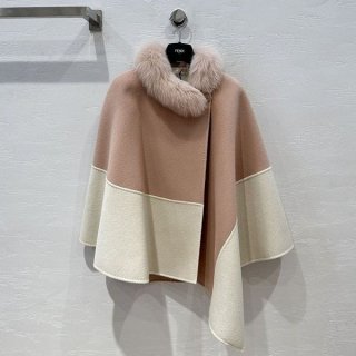 セール新作 フェンディ フォックスファーポケット付き 本物 カシミヤコート fex17993