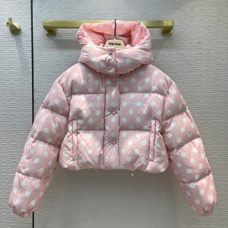 一目惚れ【ミュウミュウ コート 本物】フード付 カシミアダウンジャケット myh10466