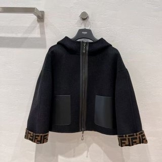 【フェンディ】ジャケット 本物ウール クロップド リバーシブル FFロゴ FJ6993A5